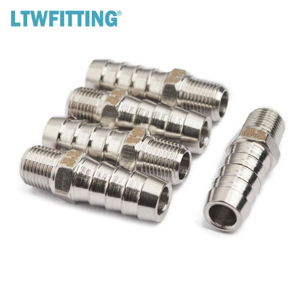 

LTWFITTING Stainless Steel 316 Barbed Fitting Connector 1/8" Male BSPT x 3/8"(10mm) Hose Barb Fuel Gas Water