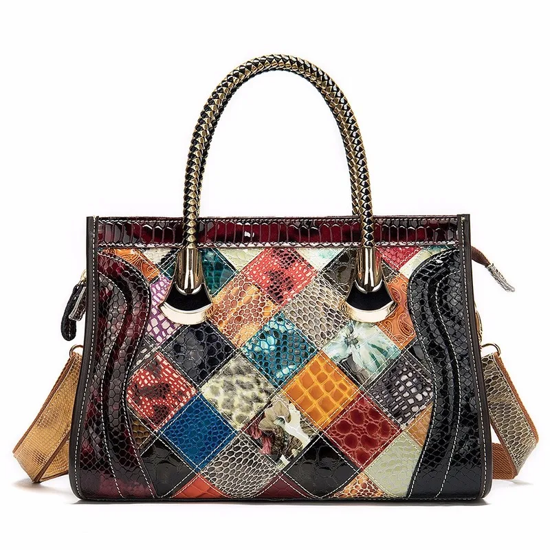 Сумка-тоут женская из натуральной кожи модный саквояж на плечо воловьей