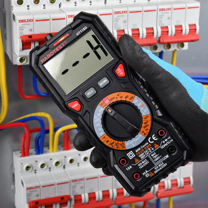

Professional LCD Display Multimeter Digital Portable Backlight AC DC Ammeter Voltmeter Ohm Hz True RMS NCV Tester 6000 Counts