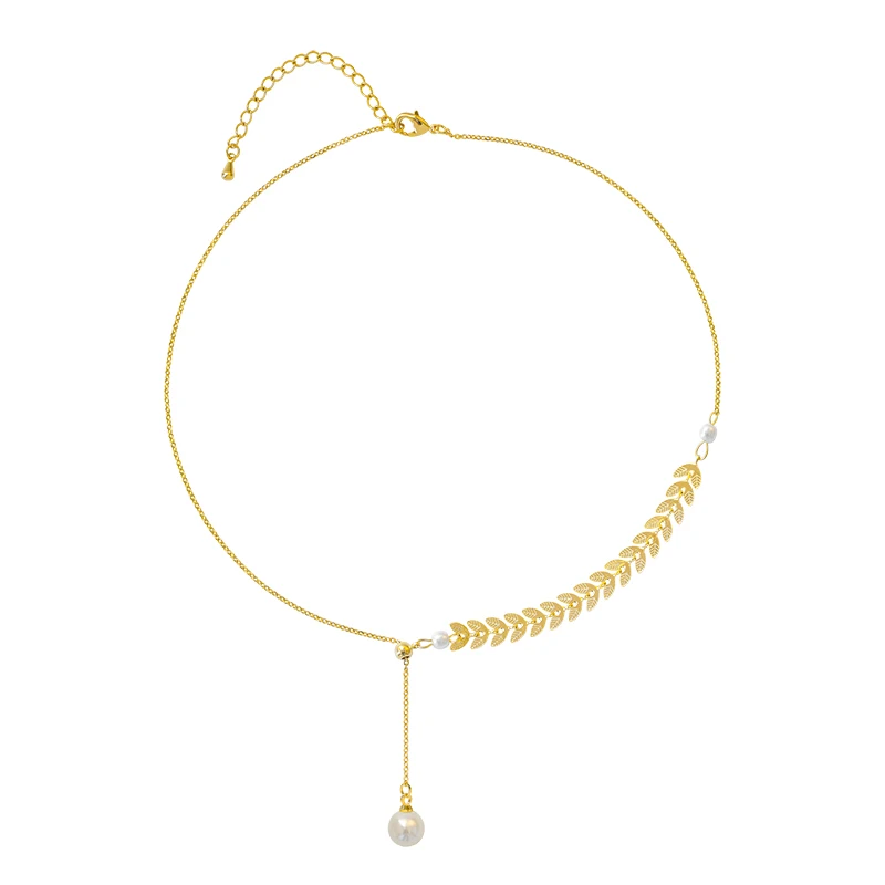 Korea Hot Sale Fashion Jewelry Sexy Metal Wheat Ear Short Necklace Adjustable Elegant Pearl Prom Party for women | Украшения и