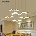 Omicron современный Led белый подвесной светильник черный металлический корпус минимализм длинная полоса лампа украшение подвесные светильники для Кабинета