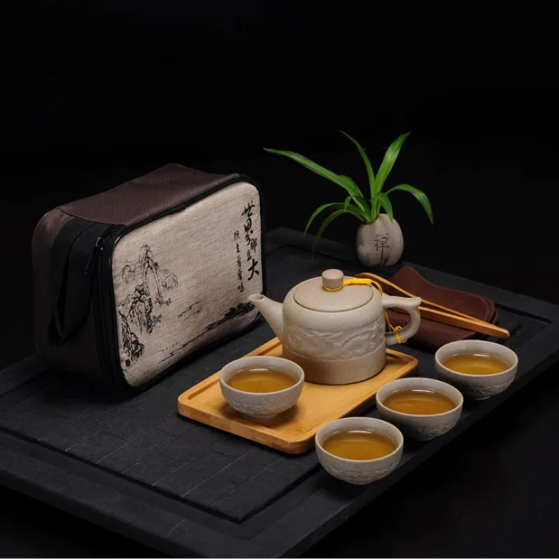 

Tea set Include 1 Pot 4 Cup,High quality elegant gaiwan,Beautiful and easy teapot kettle and teacup,Travel kettle,free shipping