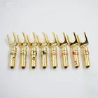 16 шт. Бесплатная доставка Nakamichi Латунь Позолоченные и посеребренные Y лопата Динамик Вилки Аудио Винт вилочный соединитель Адаптер
