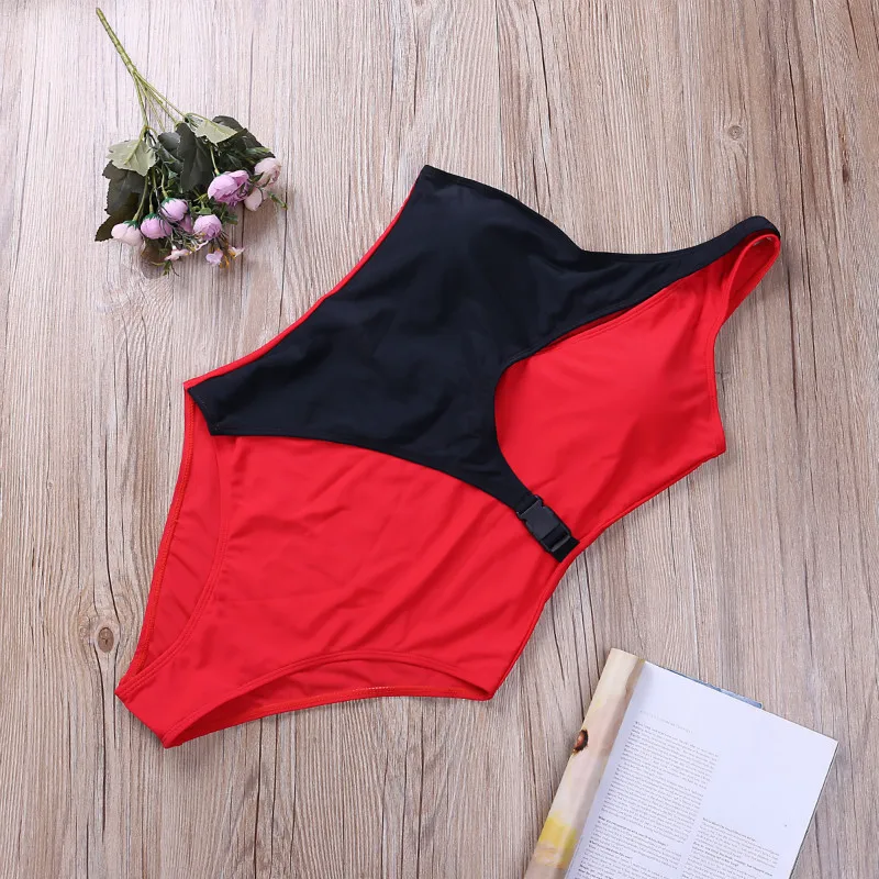 

Hot Women Sexy Cluster Irregularly Colo Patchwork One Piece Swimsuit Push Up Padded Bikini Beach Swimwear Bathing Suit New