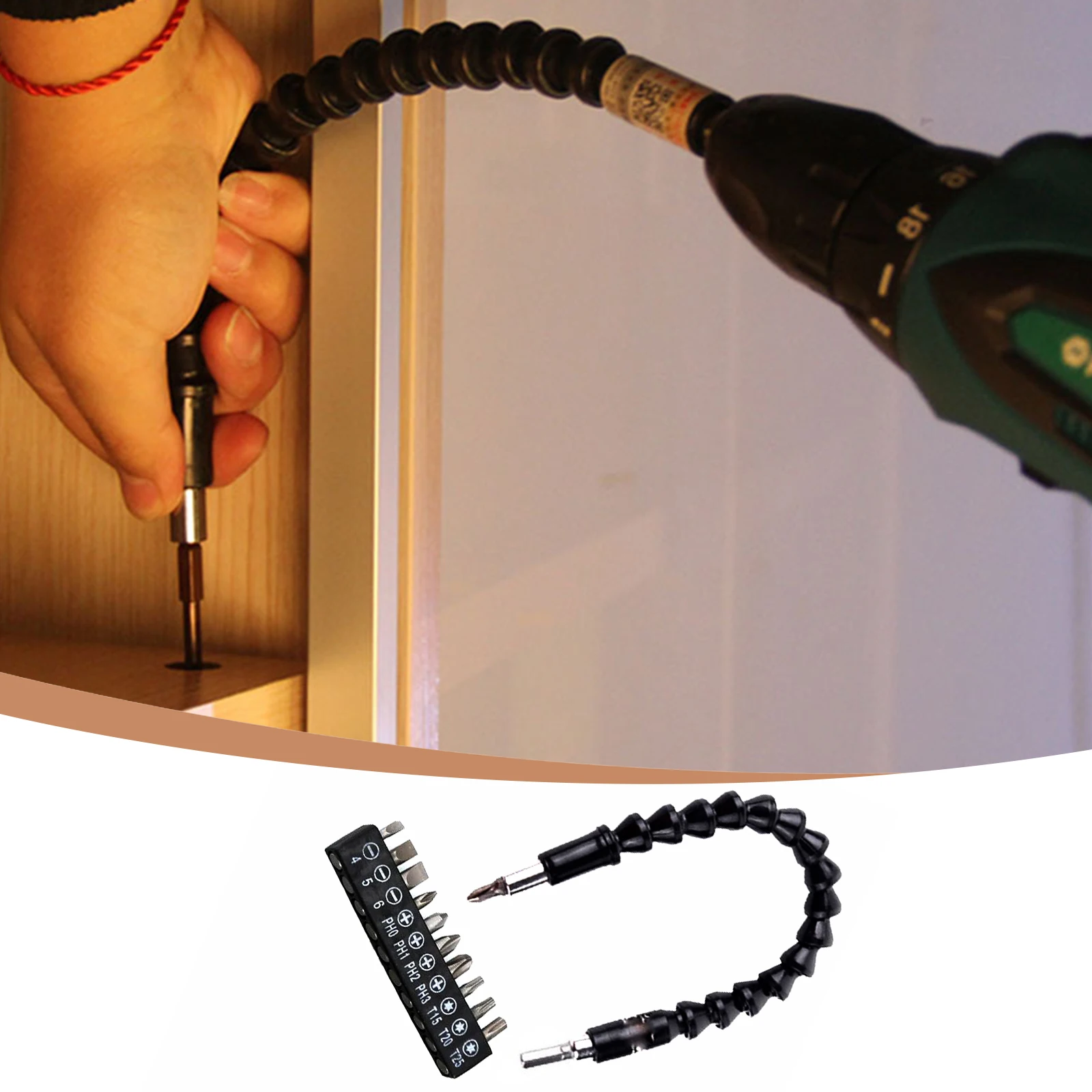 

New Hot 295mm Screwdriver Bend Universal Flexible Shaft (No Drill) Adapter Extension Rod Drill Bit Electrical Tool Accessories