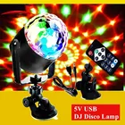DJ диско шар Звуковая активация лазерный проектор RGB сценическое освещение светильник лампа музыкальный плеер для рождественской вечеринки праздничный светильник ing 5В USB 110 220V
