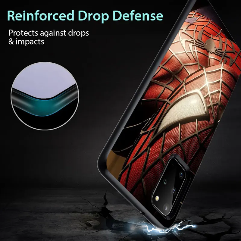 

Superhero Spiderman for Samsung Note 8 9 10 20 M02 M10 M10S M20 M21 M30 M31 M31S M40 M60S Ultra Plus Black Phone Case