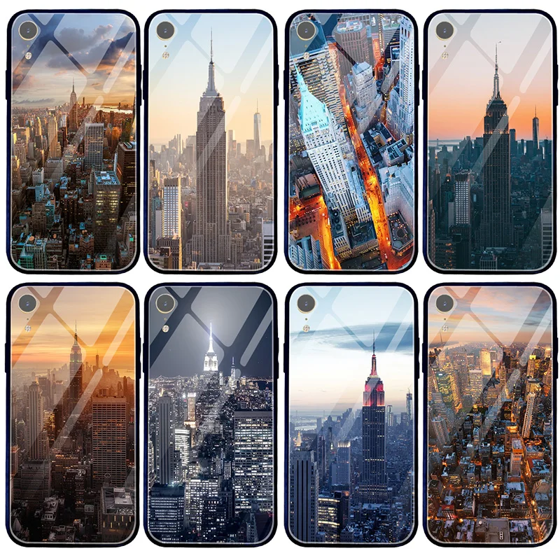 Чехол из закаленного стекла с изображением здания Нью Йорка для телефона iphone 5 5S SE