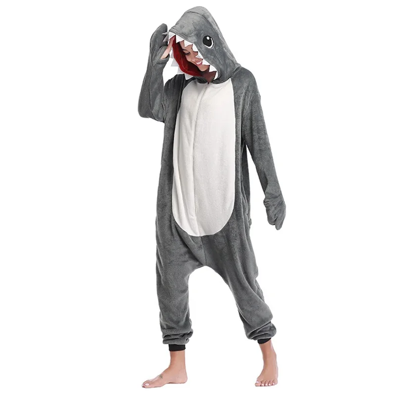 

Gray Animal Kigurumis Funny Onesies For Men Women Zipper Pajamas Adult Sleepwear Winter Warm Outfit Flannel Homewear Sleep Suit