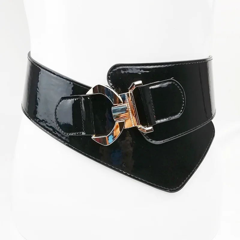 

New Fashion Punk Elastic Waist Belt Width Women Crocodile Pattern Cummerbund Leather Wide Strap Buckle Cummerbunds
