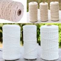 1pc 100 natural cotton twisted cord 123mm diameter 200m400m length for diy home textile craft macrame artisan string