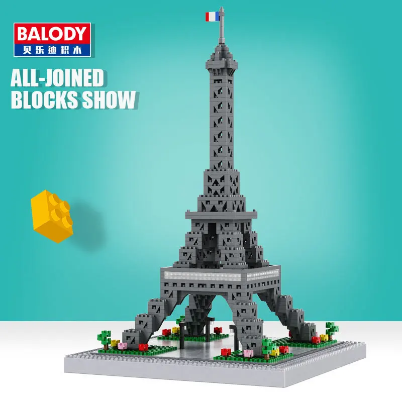 

Balody Architecture Diamond Building Small Blocks Toy Congress Building Eiffel Tower White House Big Ben Louvre Museum no Box