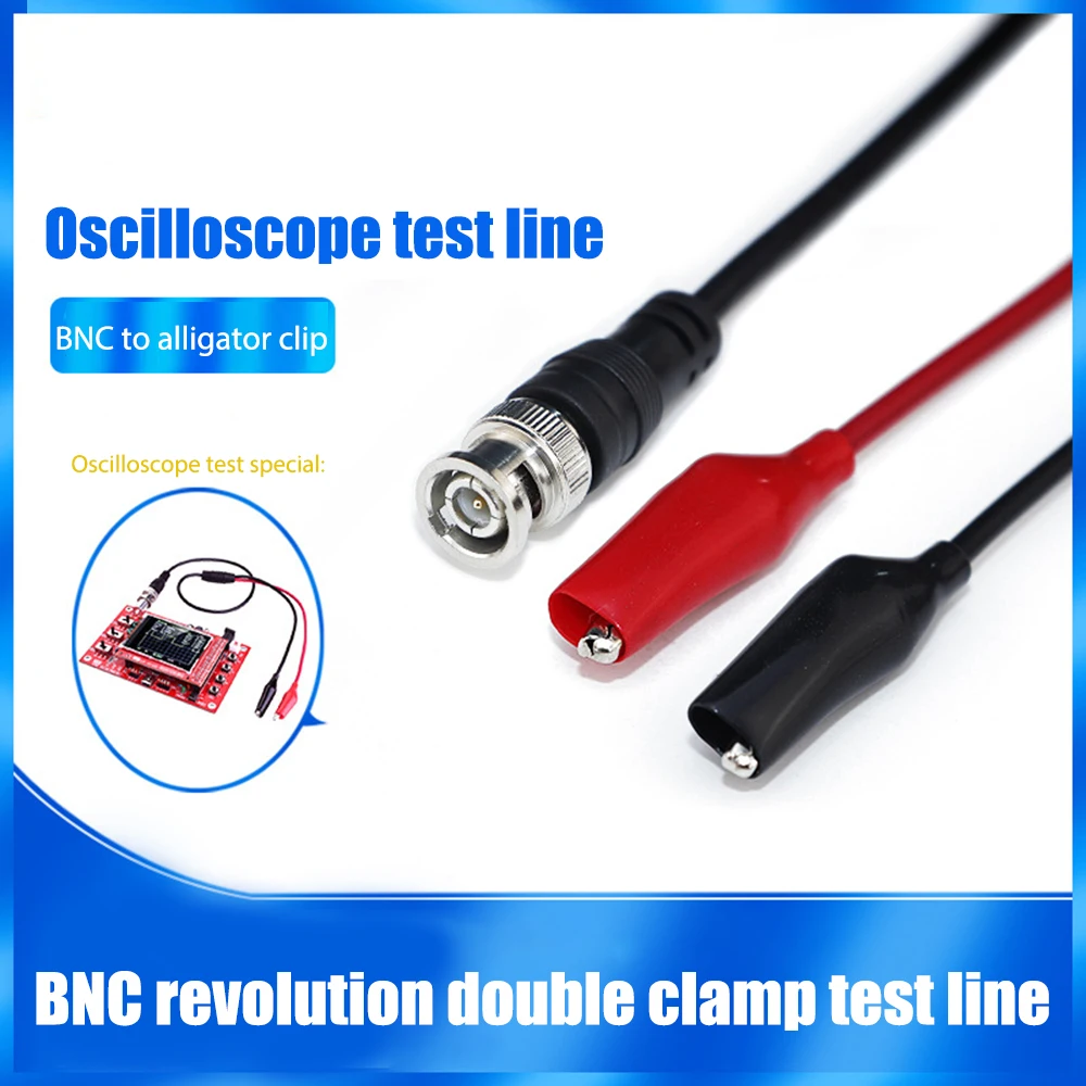 

1m BNC Revolution Double Clamp Test Line Oscilloscope Test Probe Lead Cable BNC Male Plug to Dual Alligator Clip Cable
