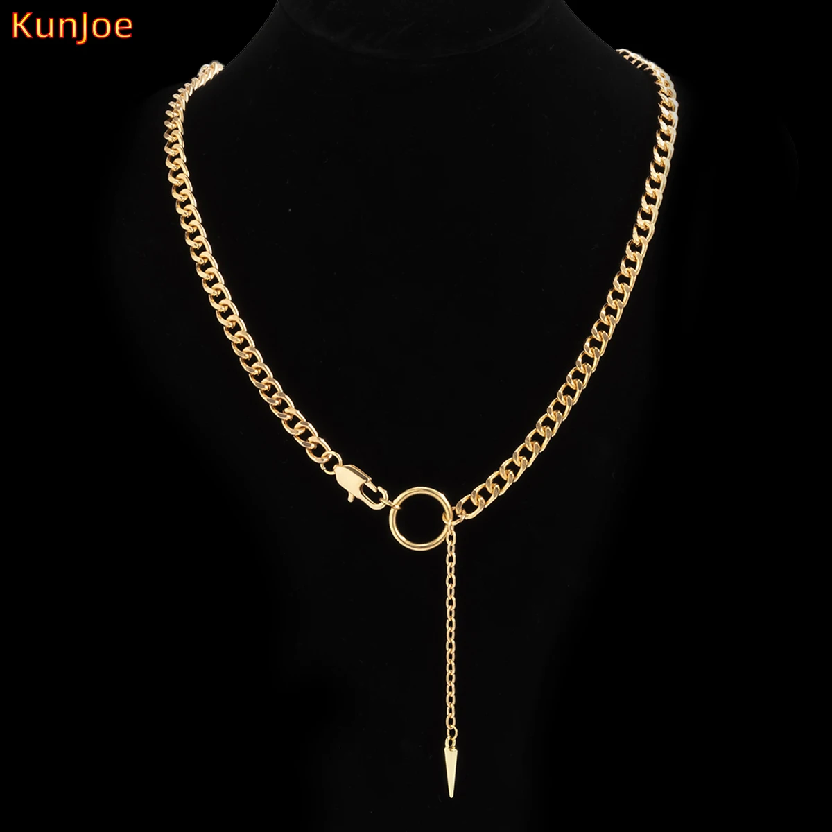 

KunJoe 2021 New Fashion Simple Chain Rivet Pendant Necklace For Men Women Trendy Statement Couples Choker Necklace Jewelry Gifts