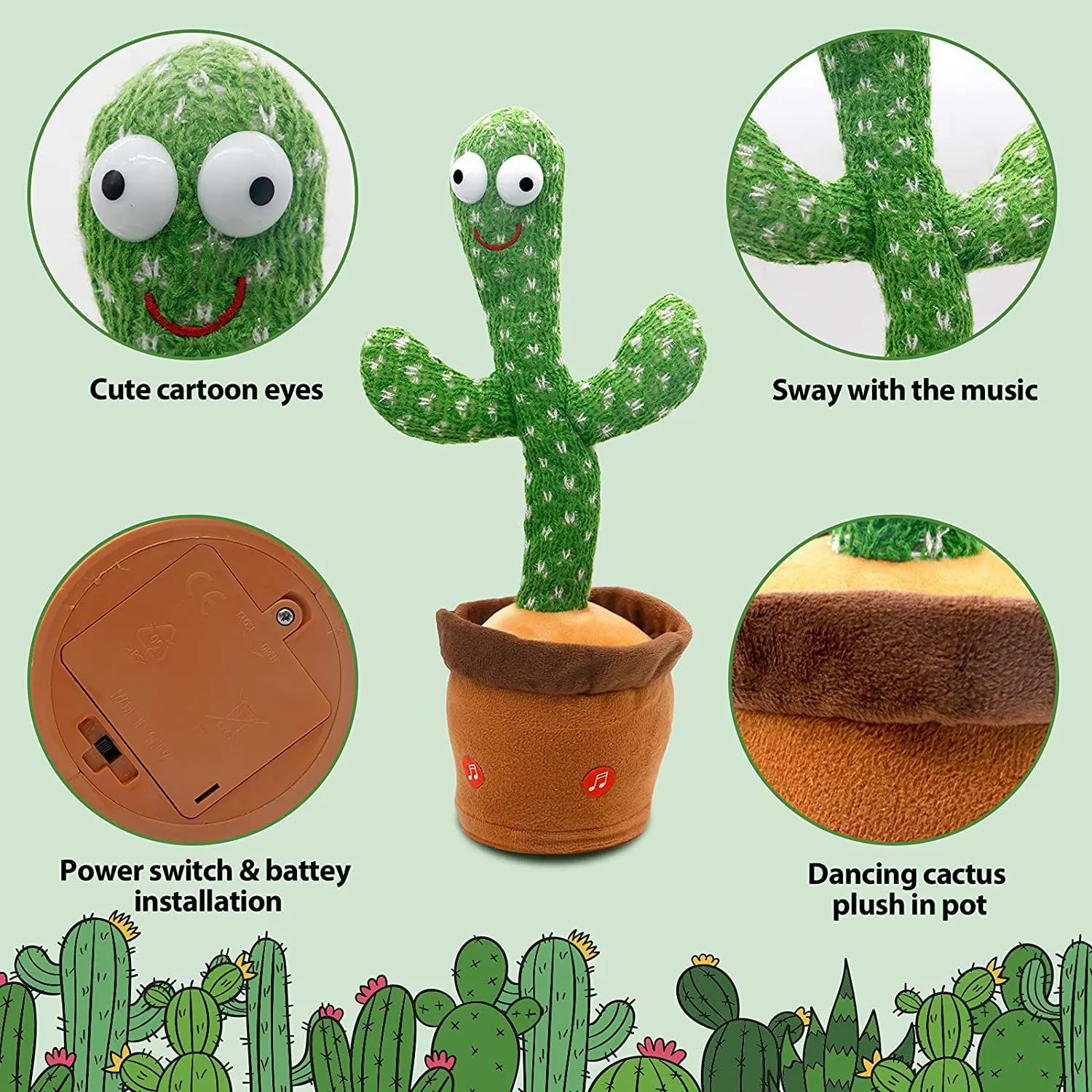 2021 игрушки для детей планшетов танцующий кактус плюшевые поет голос