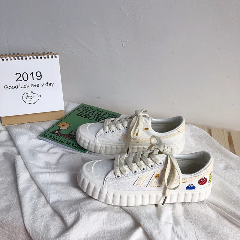 Кроссовки женские на плоской подошве Вулканизированная подошва холщовые