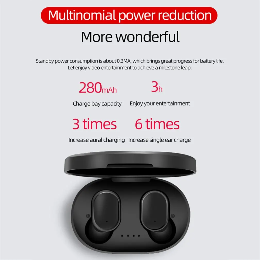 TWS A6S Bluetooth гарнитура PK Redmi Airdots беспроводные наушники 5 0 с шумоподавлением