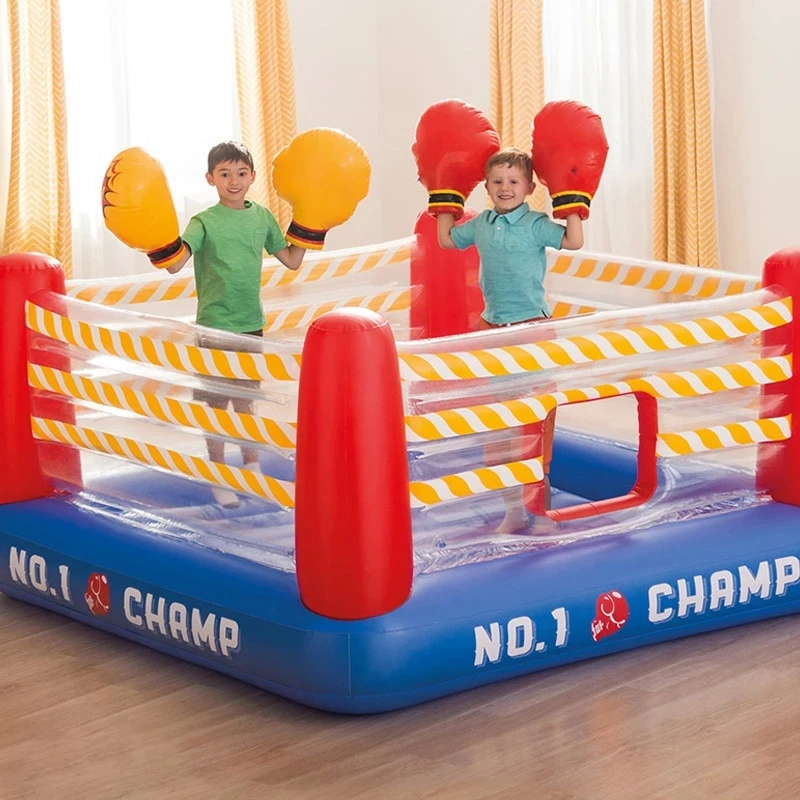 

Hot sell Family children's inflatable indoor trampoline household small jumping bed game house castle fist naughty castle toys