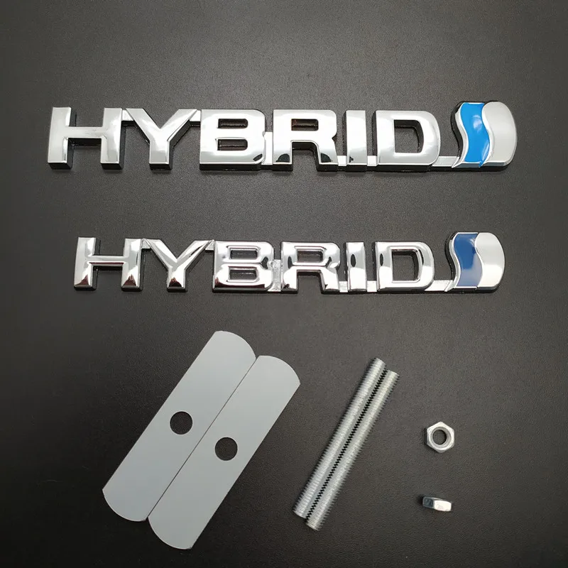 

3D Car Styling Hybrid logo Metal Car Stickers Emblem Auto Badge Decal Car Grill Emblem For Toyota Prius Camry Crown Auris Rav4