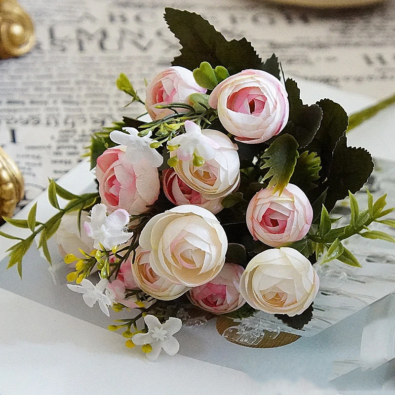 Шелковый Искусственный Пион пионы искусственные Цветы маленькая Роза Чай Почки