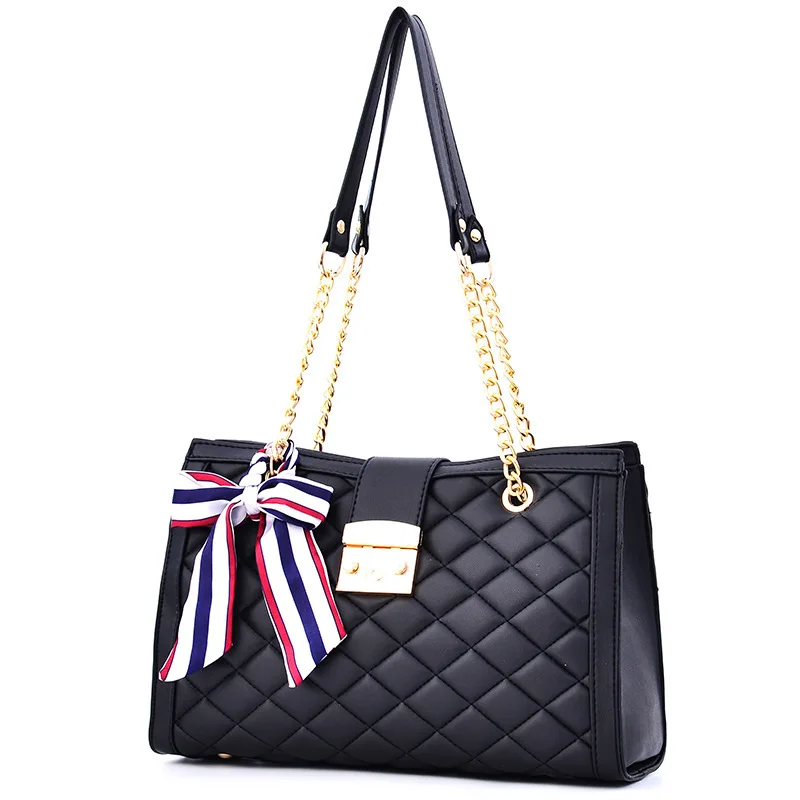 

Lingge Tote Bags for Women Chain Crossbody Bags Lattice Shoulder Bag Female Large PU Leather Plaid Shopper Handbags Sac