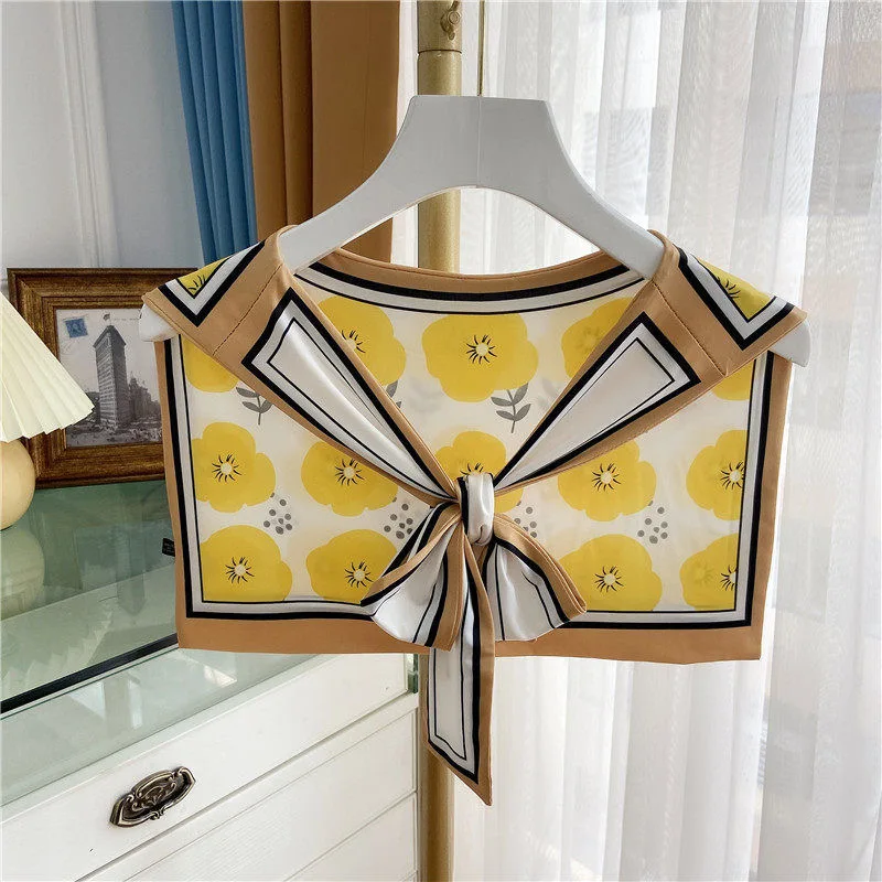 Маленький шарф на плечо с защитой от солнца шаль для улицы женский принтом