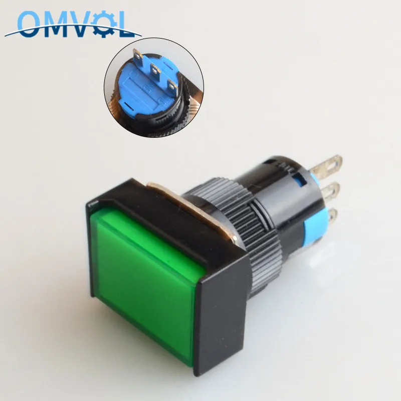 1PC 16mm Self-Recovery Rectangle Momentary Push Button 3Pin Plastic Reset Retangle Button