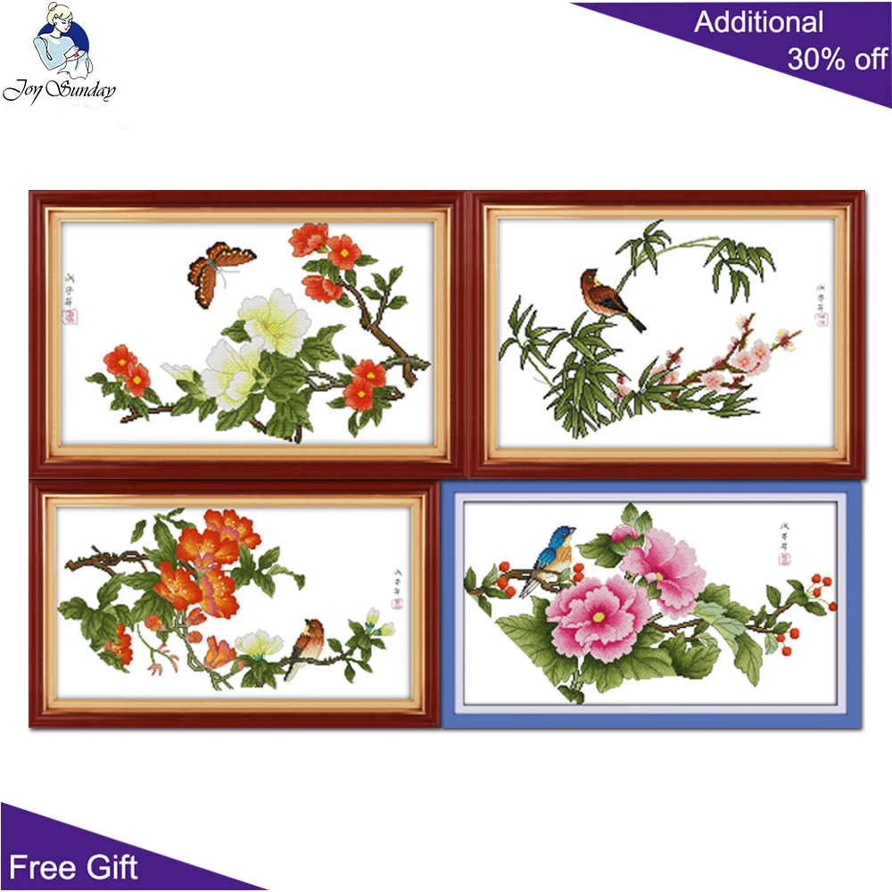 Joy Sunday Flowers Cross Stitch H262(1)(2)(3)(4) 14CT 11CT Counted and Stamped Home Decor Fragrance Overflowing Cross Stitch
