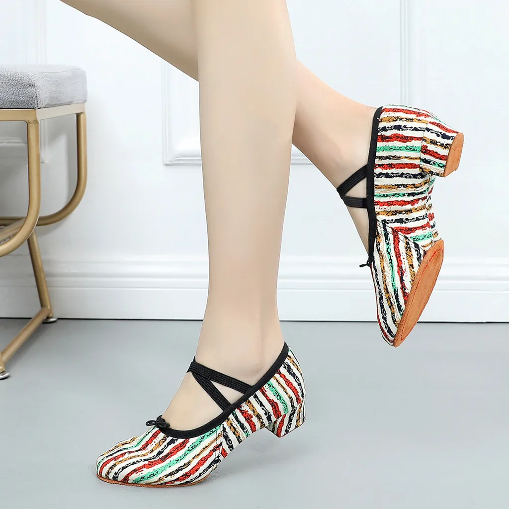 Сандалии для танго женская летняя повседневная обувь фитнеса и бальных танцев