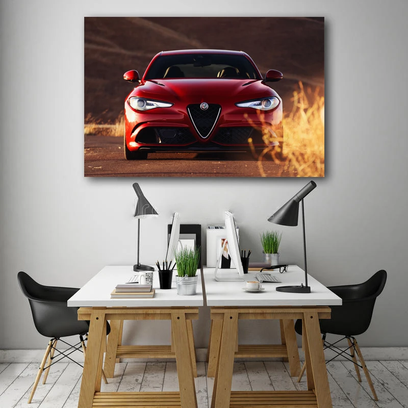 Суперкар постеры Alfa Romeo Giulia Quadrifoglio красный автомобиль обои печать картины стены