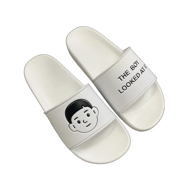 

1802 Summer New Cool Student Boy Girl Flat-soled Slippers Outside Wearing Letter Couple Word Cool Slides