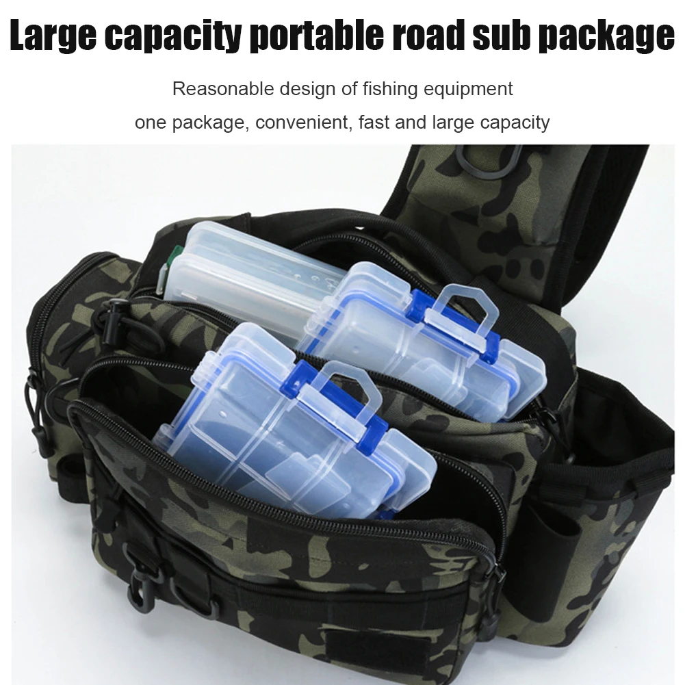 Fishing Waist Tackle Bag Shoulder Crossbody Lure Line Hook Swivel Fanny Packs Military Shoulder Backpack Rucksacks for Camping