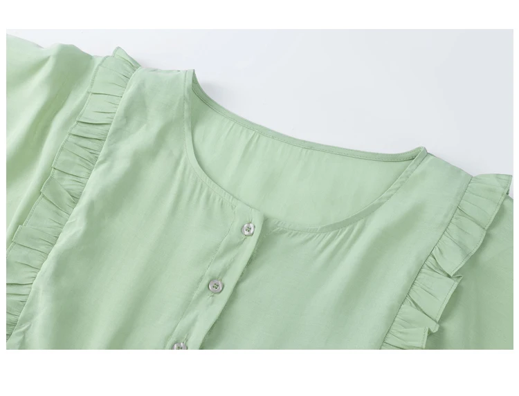 Рубашки с круглым вырезом на осень и лето новинка 2019 кружевная шифоновая блузка