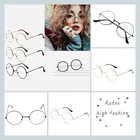 Очки унисекс большие, круглые, металлическая оправа, прозрачные линзы