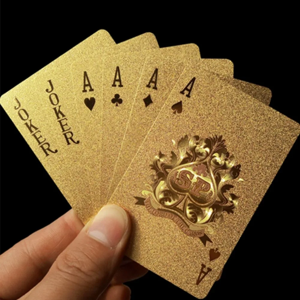 

Waterproof Design Golden Playing Cards magic tricks Tool Durable Use Gold Foil Poker Playing Cards Gift Gambling Table Games