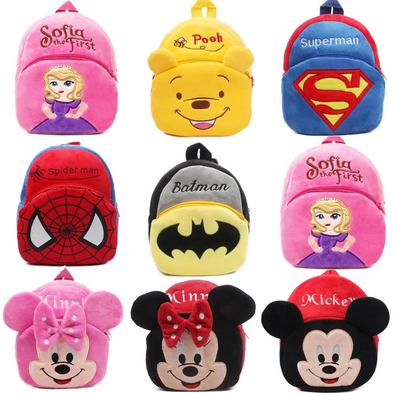 23cm Disney Dibujos Animados bolsa Mochila De felpa Mickey Winnie el Pooh Avengers Spiderman Anime