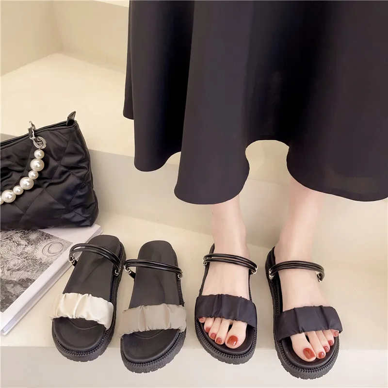 

Female Shoes Ladies' Slippers Med Summer Clogs Woman Luxury Slides Platform 2021 Beach Flat Designer Soft PU Rome Scandals Cotto