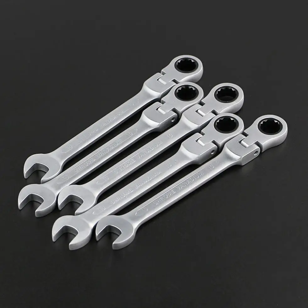 

7pcs/set Adjustable Ratchet Wrench Set 8mm-19mm CRV Ratchet Spanner Combination Wrench Can Shake Head for Installation