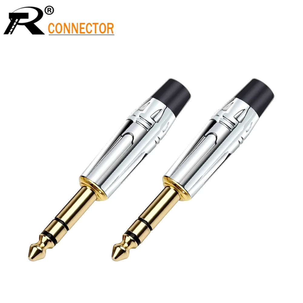 

10pairs/20pcs Jack 6.35mm Nickel plated Audio Plug Connector stereo microphone Assembly adapter Black & Red