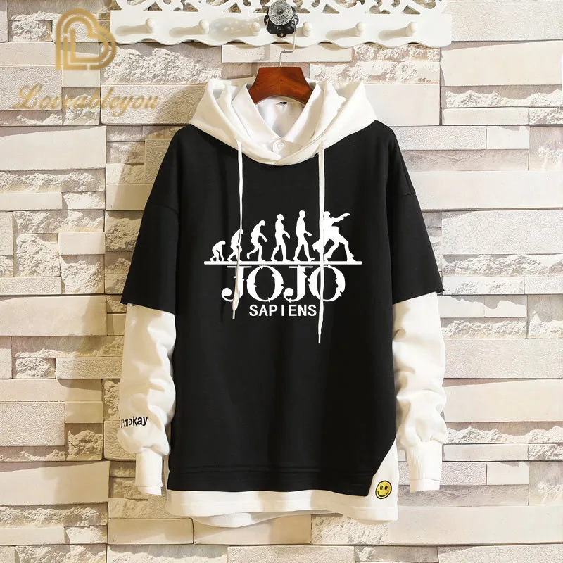 

Adventure Hoodies Women Men Fake Two Piece Hooded Sweatshirt Harajuku Streetwear Hip Hop Pullover Clothes JO