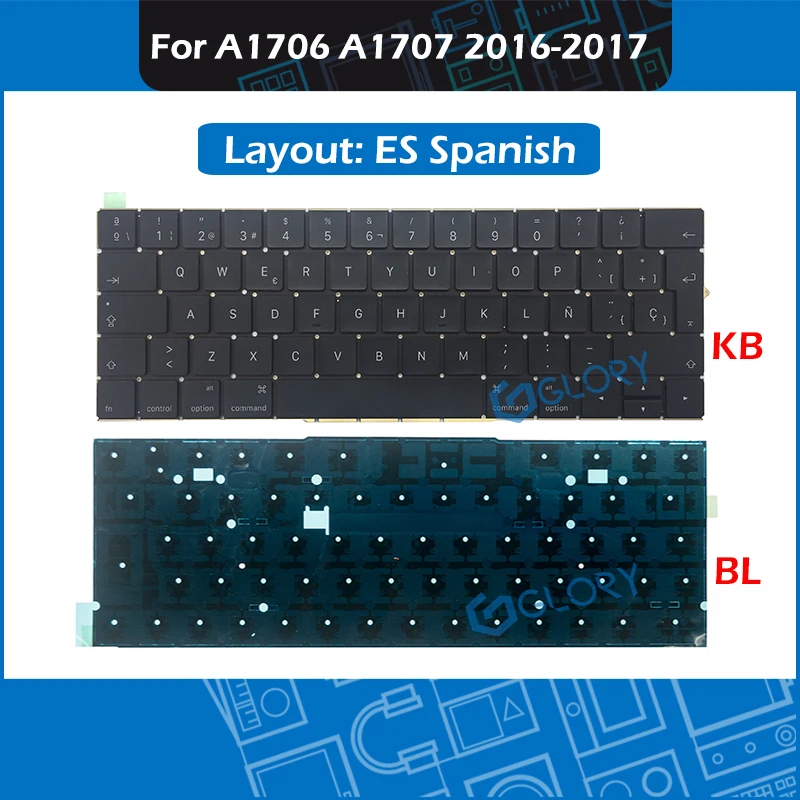 

Испанская клавиатура с подсветкой для Macbook Pro Retina 13 "15" A1706 A1707 ES 2016 2017 года