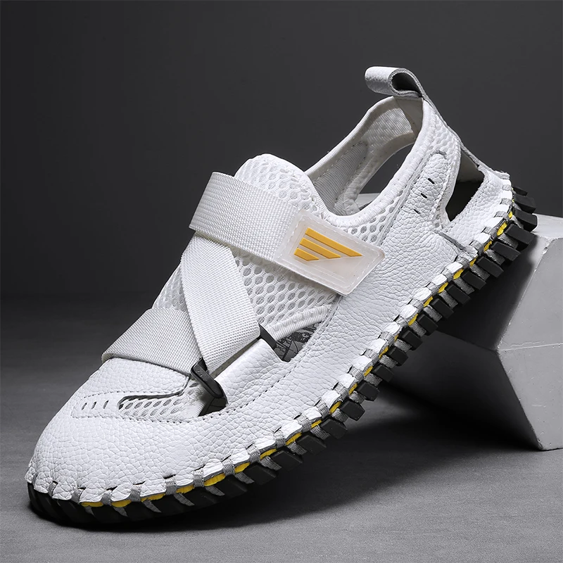 

Сандалии Baotou, мужская обувь, крутая обувь для отдыха, мужские кожаные сандалии и тапочки с вырезами, мужская обувь на лето 2021