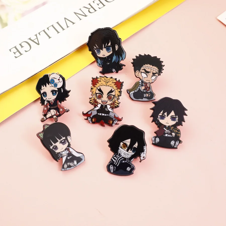 Anime Demon Slayer Badge Brooch Pin Cospaly Cartoon Sabito Makomo Acrylic Pins Costume Prop