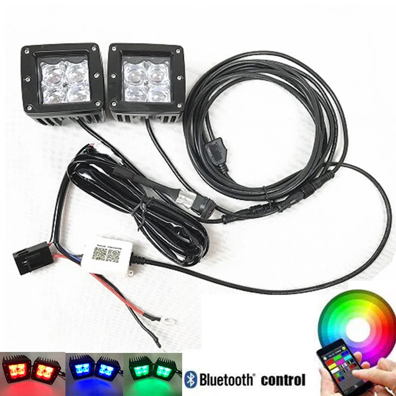 20W 5D RGB Pods Flush Mount Bluetooth Switch Control Music Mode Many Colors changing LED Cubes Lights for Truck Jeep Motorcycle |