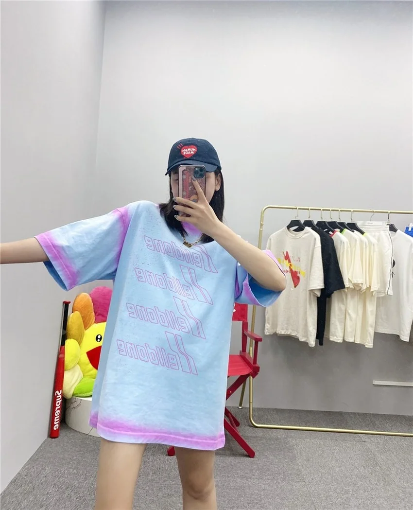 

Tie dye WE11DONE T Shirt Women Men 1:1 Best-Quality Heavy Fabric Colorful Spots Welldone Top Tees harajuku