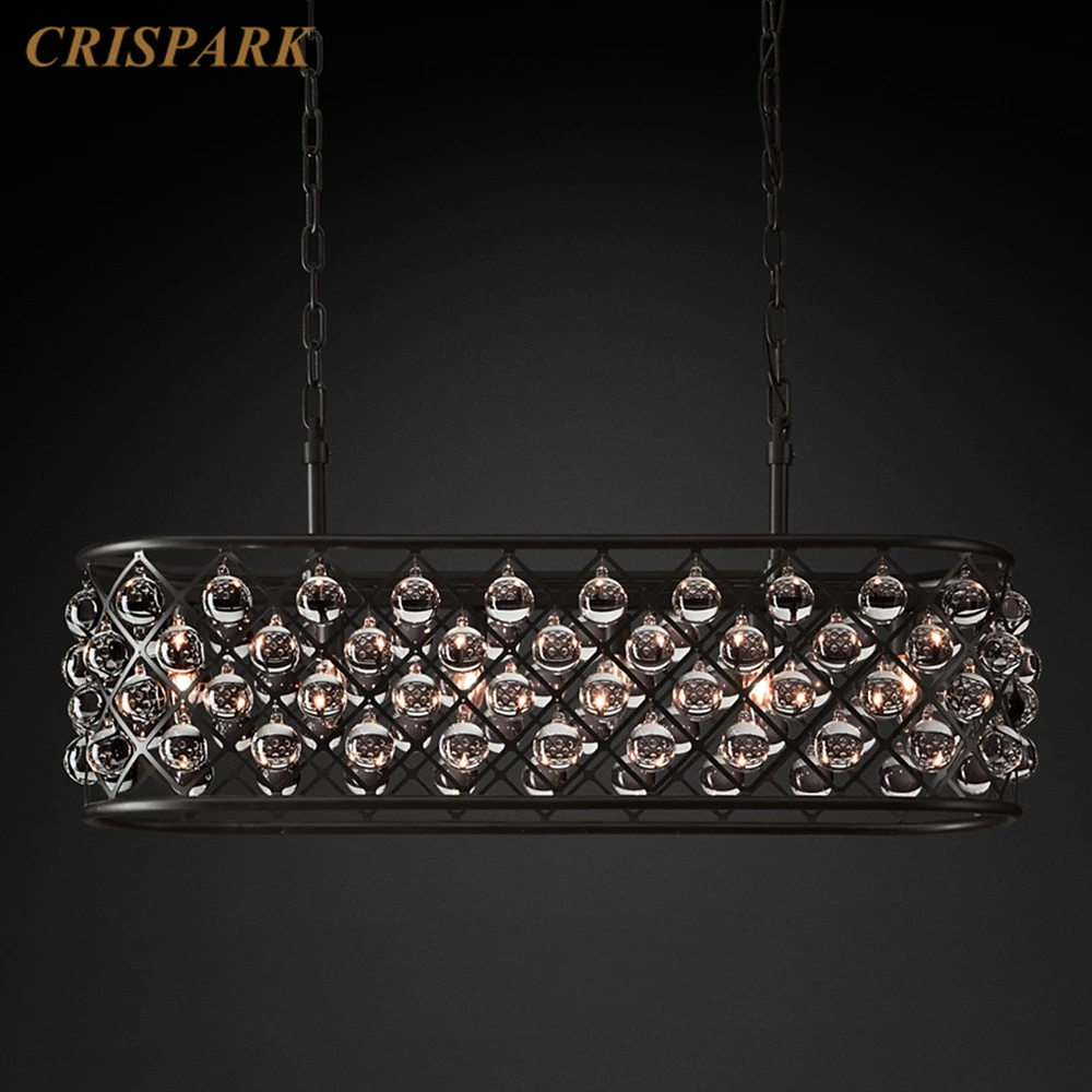 Винтажная хрустальная люстра E12 в стиле ретро со Спенсером прямоугольная лампа