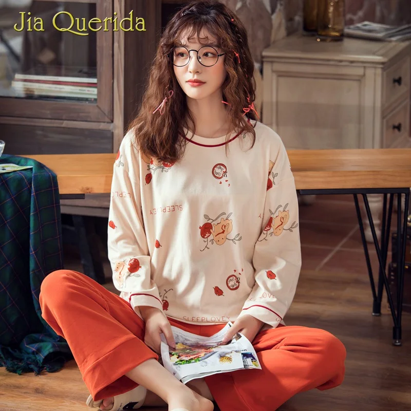 Пижамный комплект для женщин домашняя одежда пижама из хлопка с принтом кролика