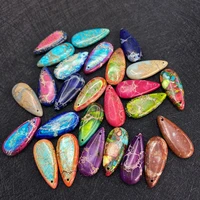 1pcs drop shaped natural color charm imperial stone fashion pendant for diy jewelry making necklaces and earrings accessories