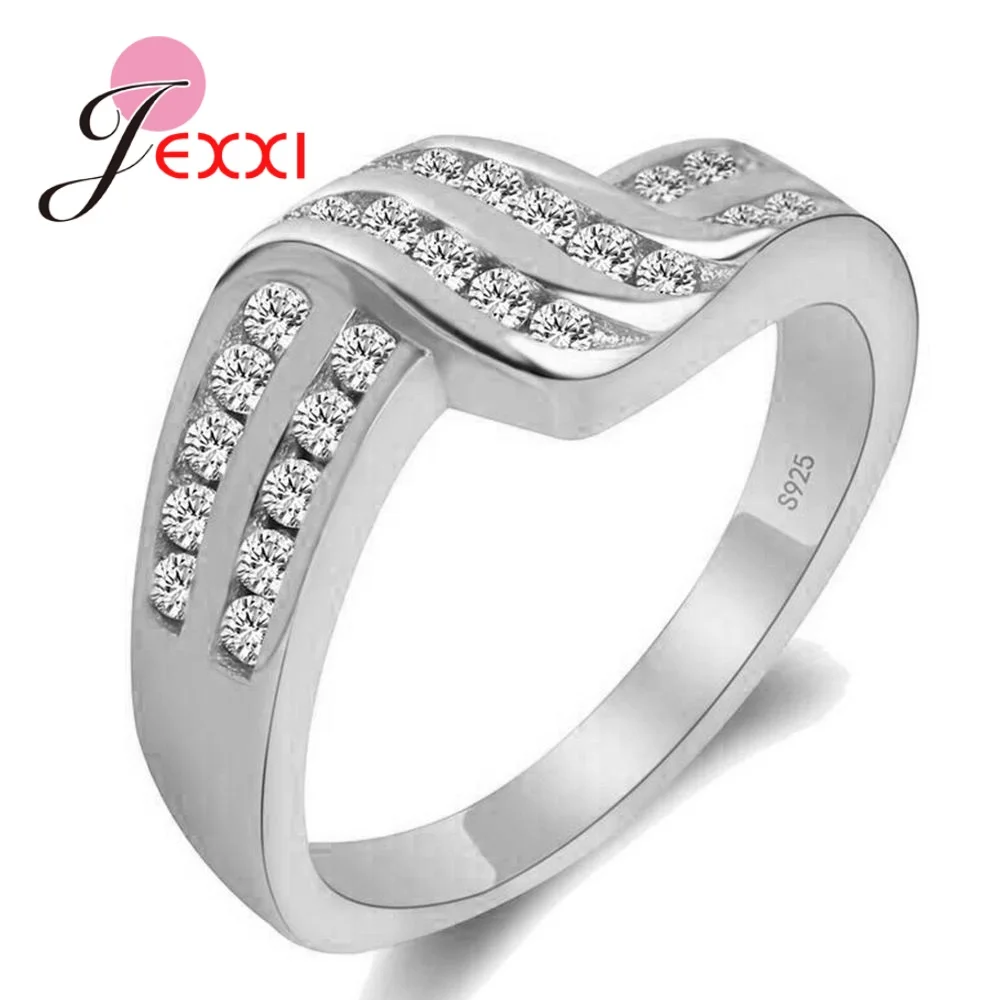 

New Trendy Clear Crystal 925 Sterling Silver Engagement Rings For Women Rose Gold Color Cubic Zircon Elegant Lovers Jewelry Gift
