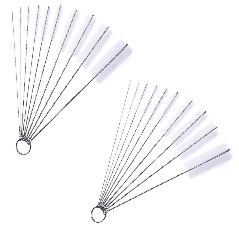 

10PCS 304 Stainless Steel Straw Cleaning Brush Tube Brushes Pipe Cleaning Brushes Tumbler For Straws Straight Bent Washing